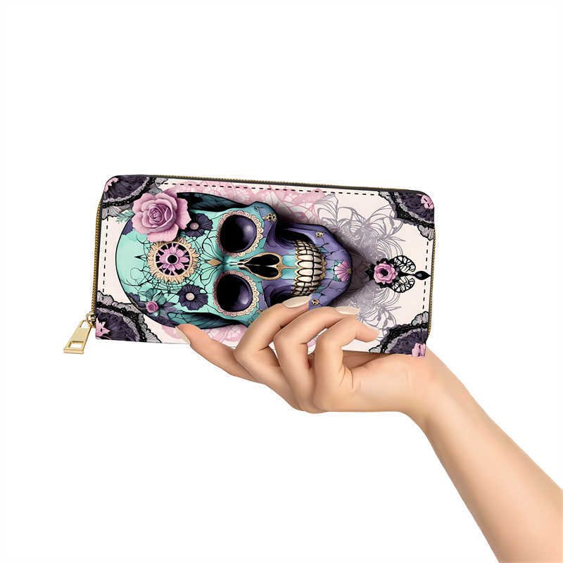 🦋 Portefeuille Crâne Fleuri – Élégance rebelle & organisation parfaite - Shopbyshopima